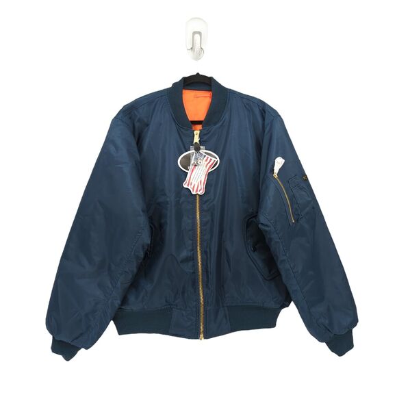 ROTHCO Men MA-1 Flight Jacket Navy Blue Orange Bomber Nylon Reversible Utility